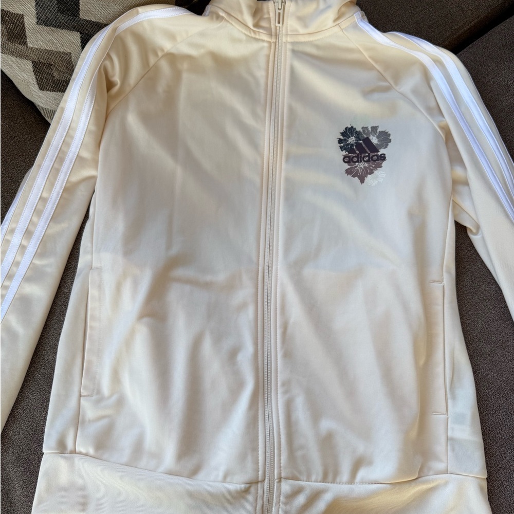 Adidas Cream Track Jacket with Logo